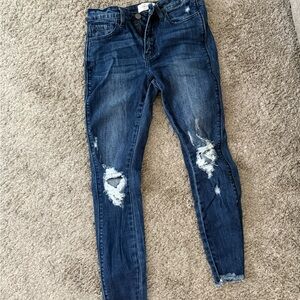 Pink Lily Blue Skinny Distressed Jeans
